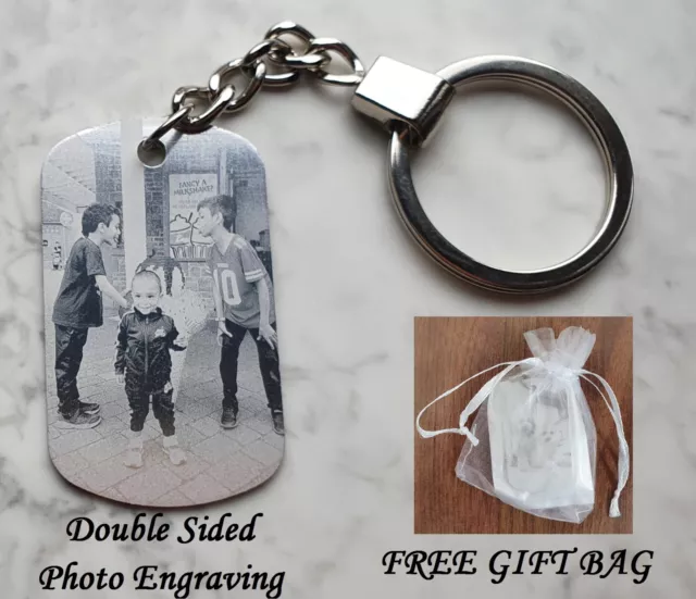 Personalised Engraved Photo Keyring - Keepsake -Your Photo -Image -FREE GIFT BAG