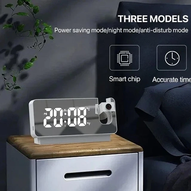 Projection Alarm Clock LED Mirror Display Digital Clock Travel Clocks Alarm H9M5