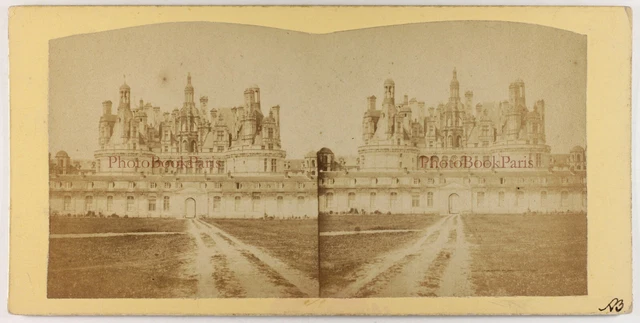 Frankreich Schloß Chambord c1865 Foto Stereo Vintage Albumin P74L9n