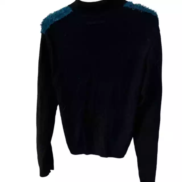 VINTAGE Jean-Paul GAULTIER ITALY WOOL SHAGGY ELETRIC BLUE- BLACK KNIT CARDIGAN 2