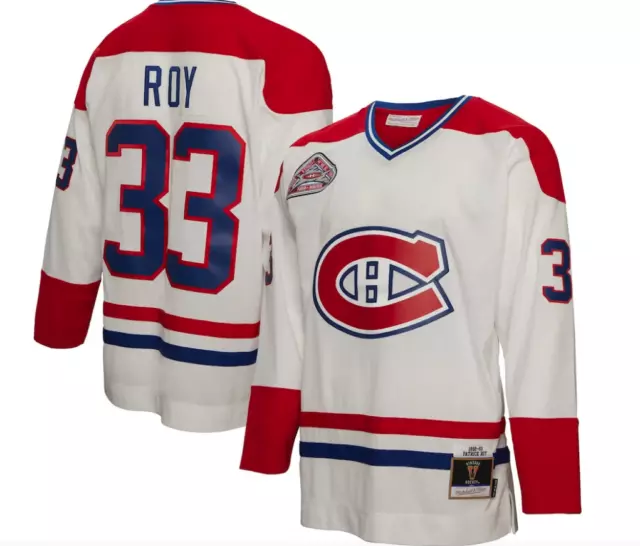 Men's Montreal Canadiens Patrick Roy Mitchell & Ness 1992 Blue Line White Jersey