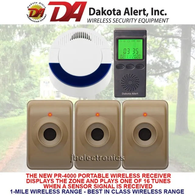 Dakota Alert Dcma-4000+Mtpr-4000 Wireless Motion Detector Alarm - 3 Sensors