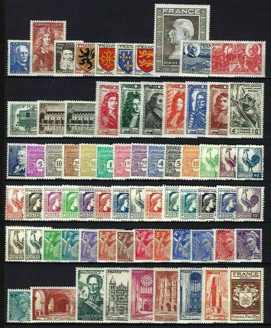 Année complète France 1944, yvert n°599/668
