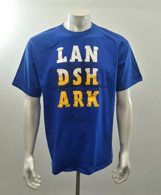 Landshark Beer Tee Men's Blue Cotton Crew Neck Short Sleeve Advertising T Shirt