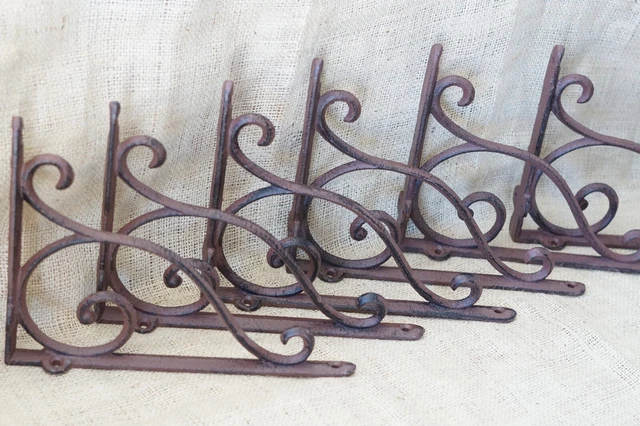 8 Antique Style Shelf Brace Wall Bracket Cast Iron Brackets Corbels Plant Hook