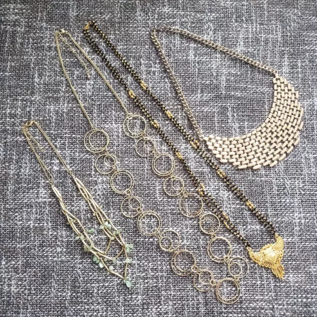 Four Gold Tone Necklaces, Preowned Necklace Lot