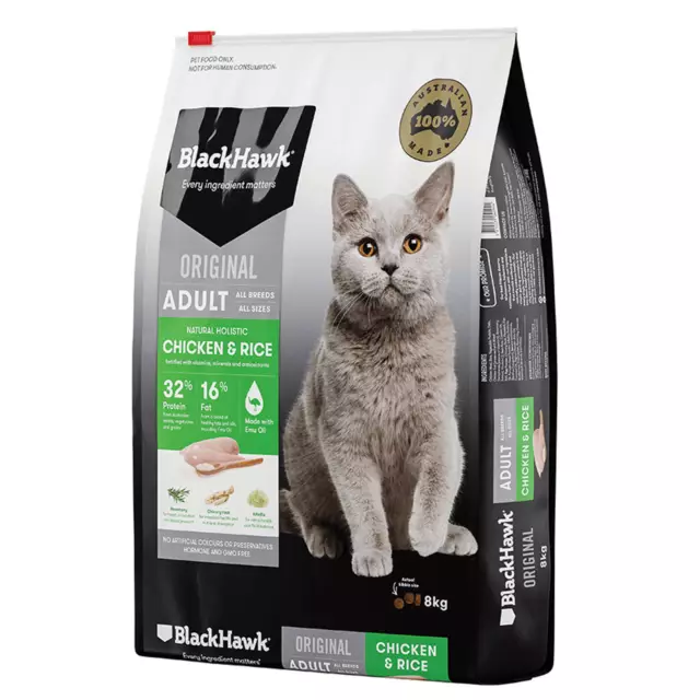 Black Hawk Holistic Cat Food Chicken & Rice 8kg Holistic Australian Made Premium