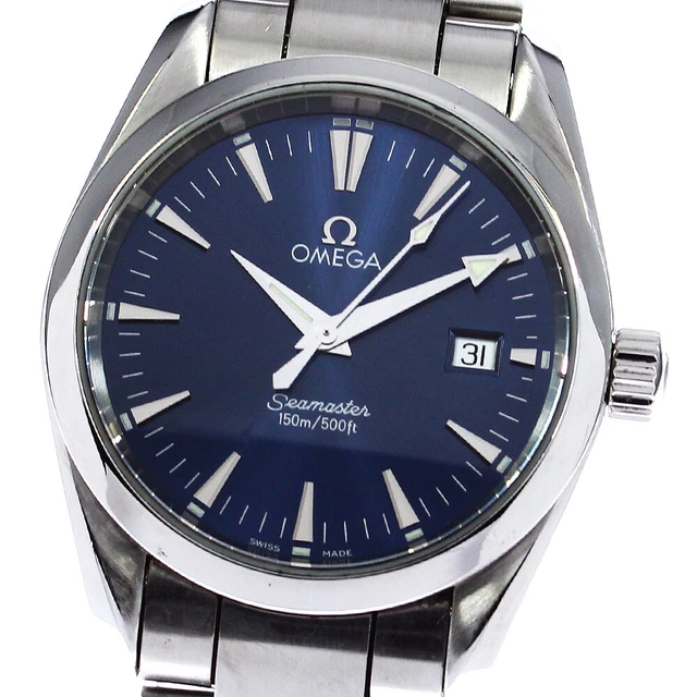 OMEGA Seamaster Aqua Terra 2518,80 Data Quadrante Navy Quarzo Orologio da Ragazzo_765282