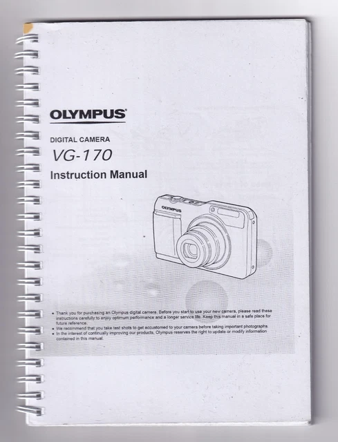 OLYMPUS Original VG-170 Digital Camera Printed/Bound Instruction Manual 71 Pages