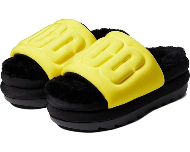 UGG Platform Slides Logo Embossed Sandals Yellow 1131992 Women's Size 9 UGG Platform Slides Logo Embossed Sandals Yellow 1131992 Women's Size 9