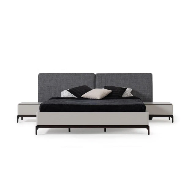 Luxe Chambre à Coucher Set Lit + 2x Table de Chevet Hôtel Meuble Lits Loft