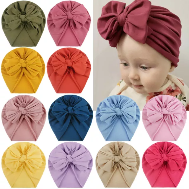 Toddler Kids Baby Boys Girls Solid Bowknot Hat Beanie Headwear Accessories Cap