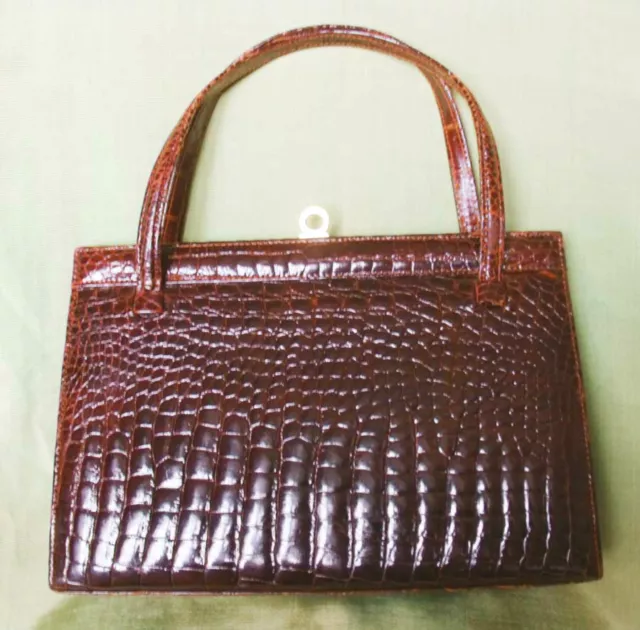 Classica BORSA Autentico ePregiato COCCODRILLO Orig. '50 '60 3