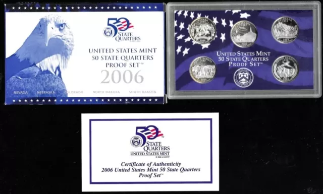 5 US Coins United States Mint 2006 50 State Quarter Proof Set Original Packaging