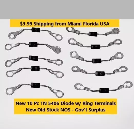 New 10 Pack   IN5406 Rectifier Diodes w/Ring Terminals