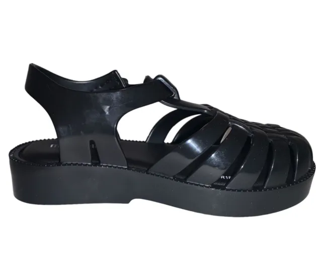 Mini Melissa Girl Toddler Possession Black Jelly Sandal With Buckle Size 8-NIB!
