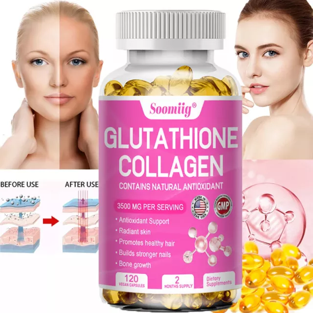 Glutathione 2000mg 120 softgels & Collagen Skin Whitening Capsules Supplement