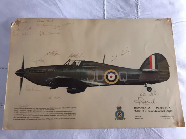 Squadron Print 1979 Hurricane 11C PZ865 'JU-Q' Battle Of Britain Memorial Flight