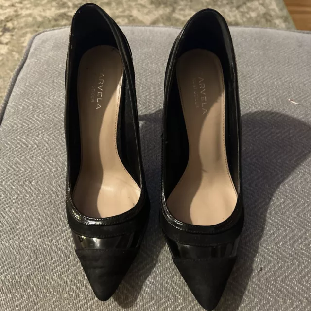 CARVELA KURT GEIGER Krest Mid Heel Court Shoes size 7 black heels Suede ...