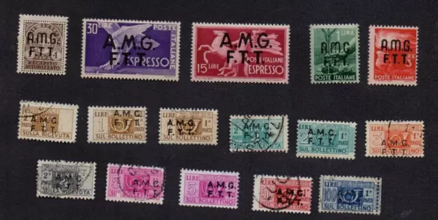 TRIESTE 1940s 11xDIFFT PARCEL POST & 5 OTHER AMG-FTT OPRINT STAMPS TO 100L GU/MH