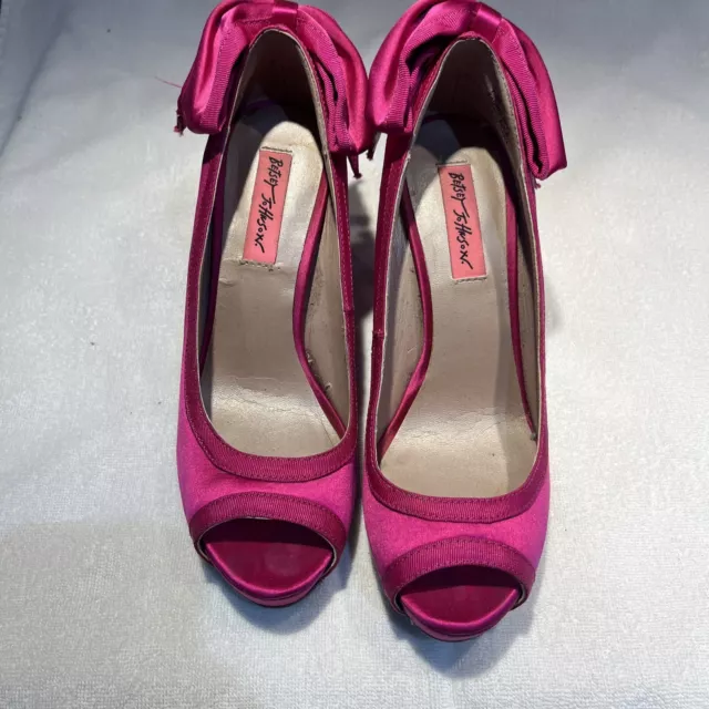 Betsey Johnson High Studded Heels Size 7 1/2, Hot Pink Fuschia