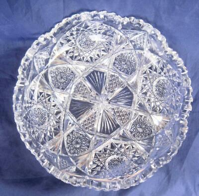 American Brilliant  Cut Glass Crystal Bowl Libbey Iola signed 8" D  1896-1906