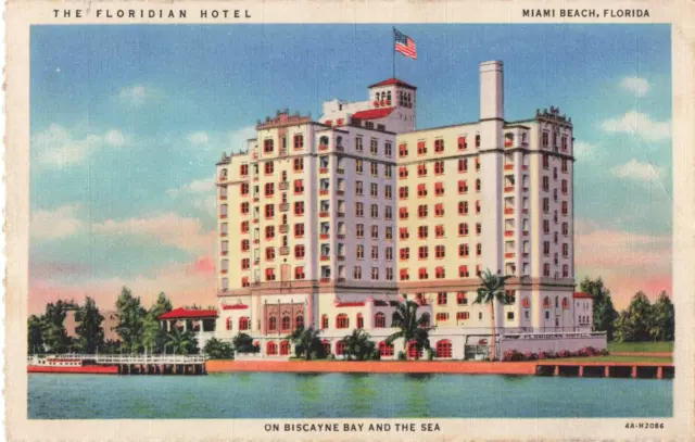 Miami Beach FL Florida, The Floridian Hotel Advertising, Vintage Postcard