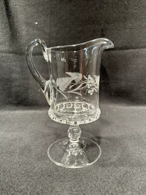 1880s EAPG Pattern Glass Ripley Dakota Baby Thumbprint Fern Berry Pitcher