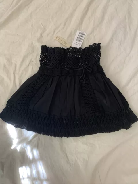 sofia by vix Paula Hermanny Swim Black Crochet Skirt Cover Up Xs NWT