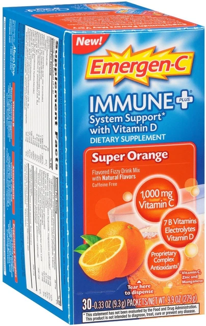 Emergen-C Immune Plus de Alacer, paquete de 30 Super Orange 1 paquete