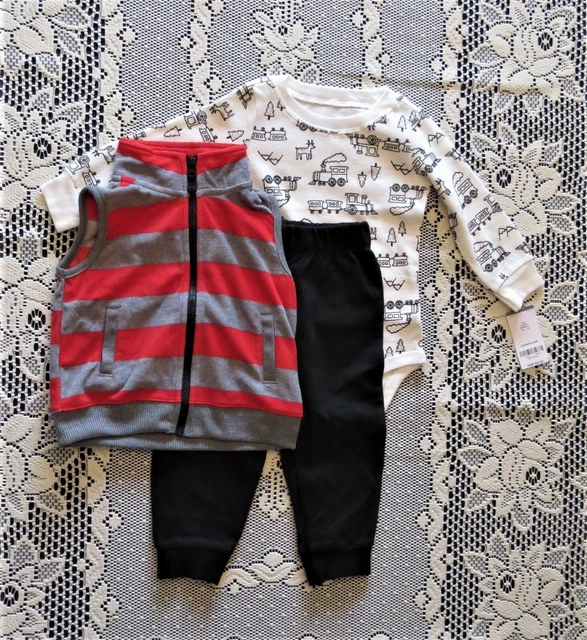 Baby Boy Carter's 3-Piece Vest, Train Bodysuit & Pants Set Size 18 Months NWT *