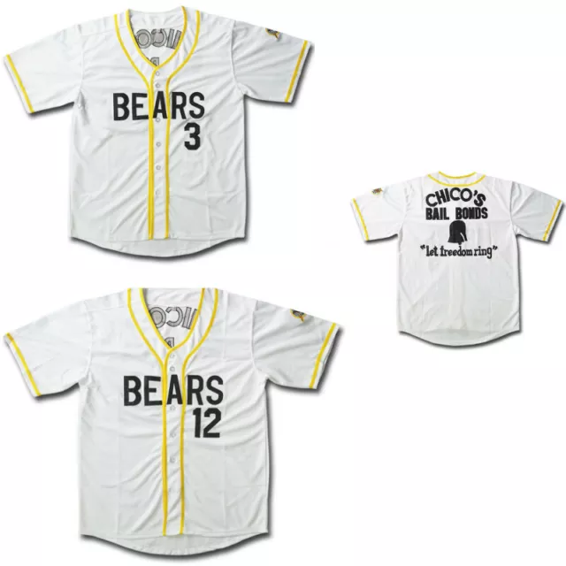 Bad News Movie Bears Baseball Jerseys #3 #12 Kelly Leak 1976 Chico's Bail Bonds