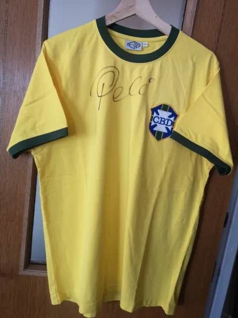 Pelé HAND SIGNED Brazil Shirt (Proof Included) - Santos & Brazil Legend