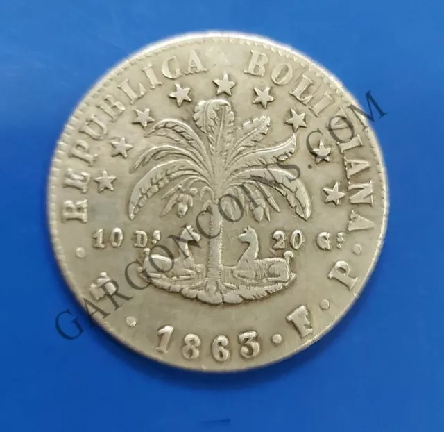 Bolivia 8 soles del 1863 ceca Potosí F P en  EBC km 138