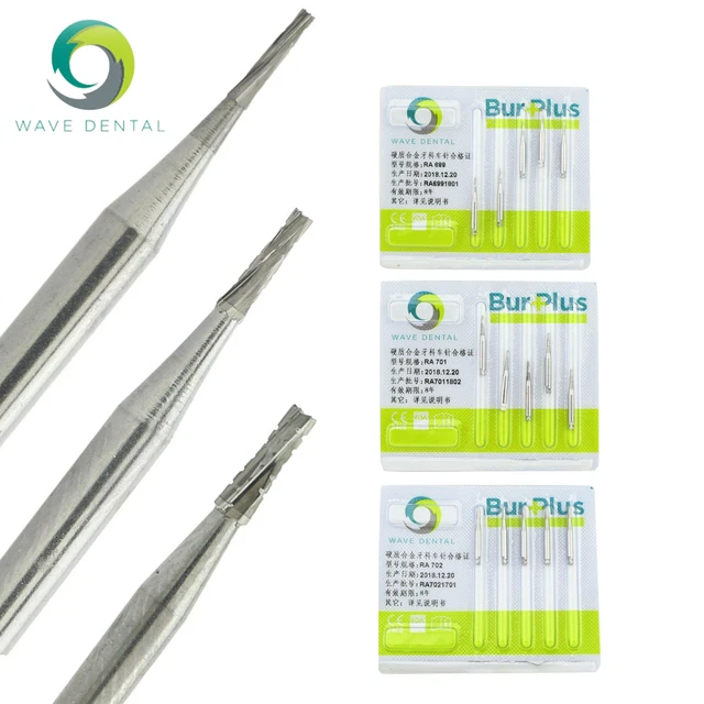 5pcs Wave Dental Tungsten Carbide Bur For Contra Angle Taper Fissure RA 699-702