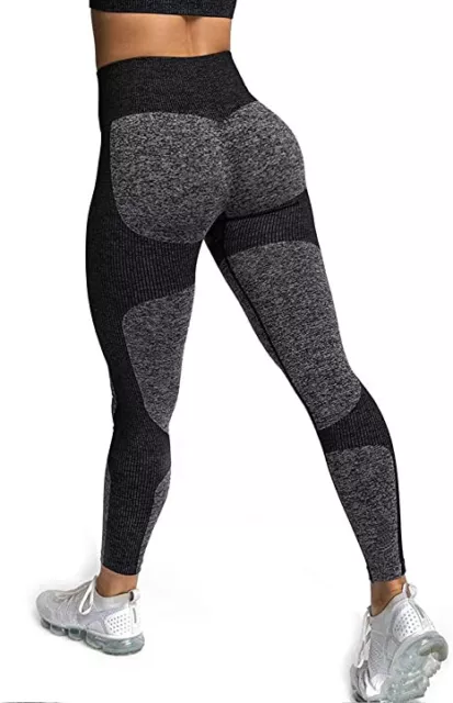 Yaavii Damen Leggings Sportleggings Yogahose mit hoher Taille Anthrazit Gr. M