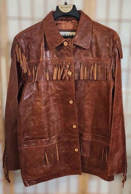Fringe Leather Jacket - Wilson M. Julian Brown Cognac - Size XL