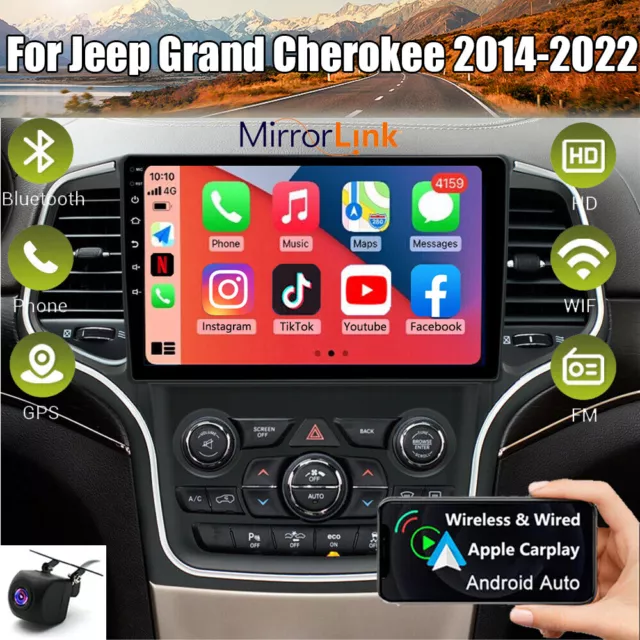 32G Android Apple Carplay Stereo Radio GPS Navi For Jeep Grand Cherokee 2014-22