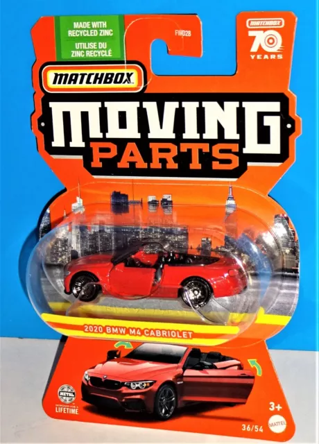 Matchbox 2023 Moving Parts 2020 BMW M4 Cabriolet Mtflk Red w/ Opening Doors