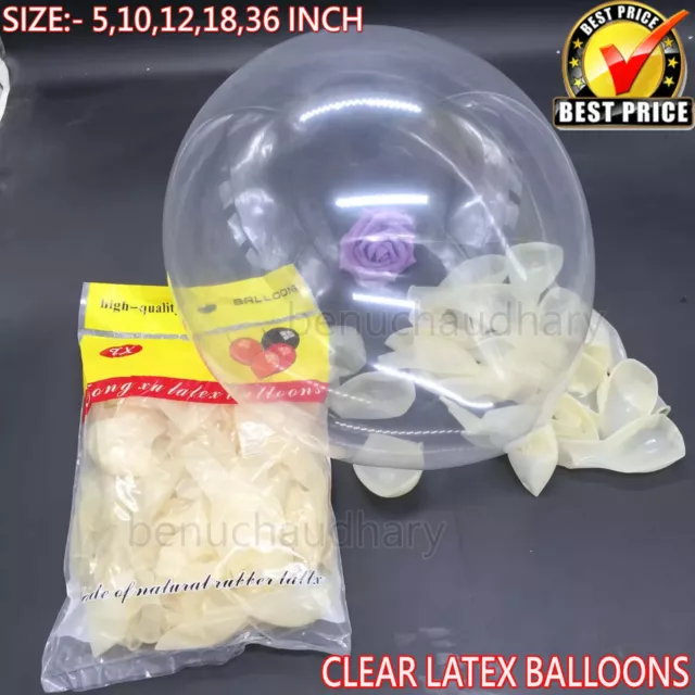 LATEX CLEAR BALLOONS 5",10",12" 18" 36 Helium Party Birthday Wedding Christenin