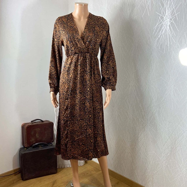 ROBE MIDI MARRON motif léopard cache coeur modèle Maria Les Petites