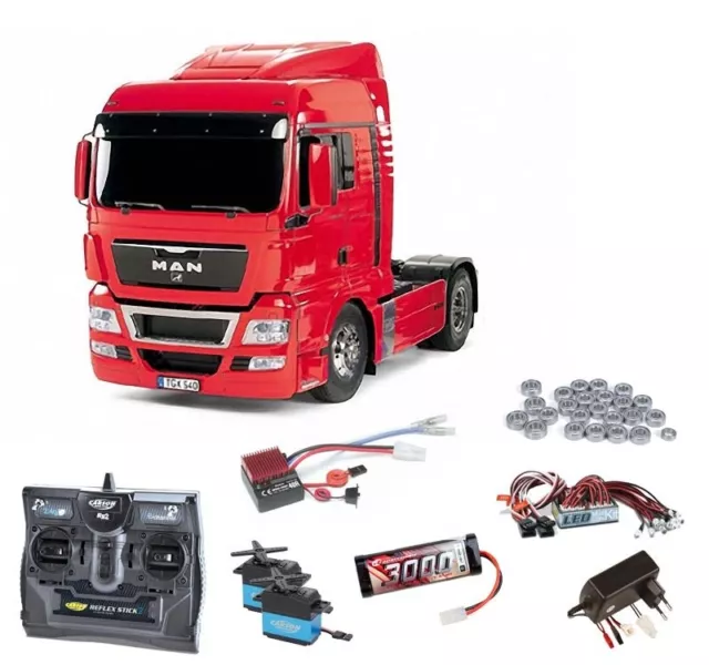 Tamiya MAN TGX 18.540 4x2 XLX - Set Completo Rosso + LED, Cuscinetti a Sfera - 56332SET2