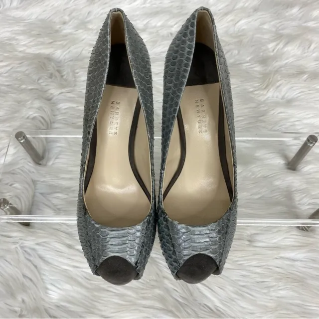 Barney’s New York Women’s Grey Snakeskin Platform Heels 7.5