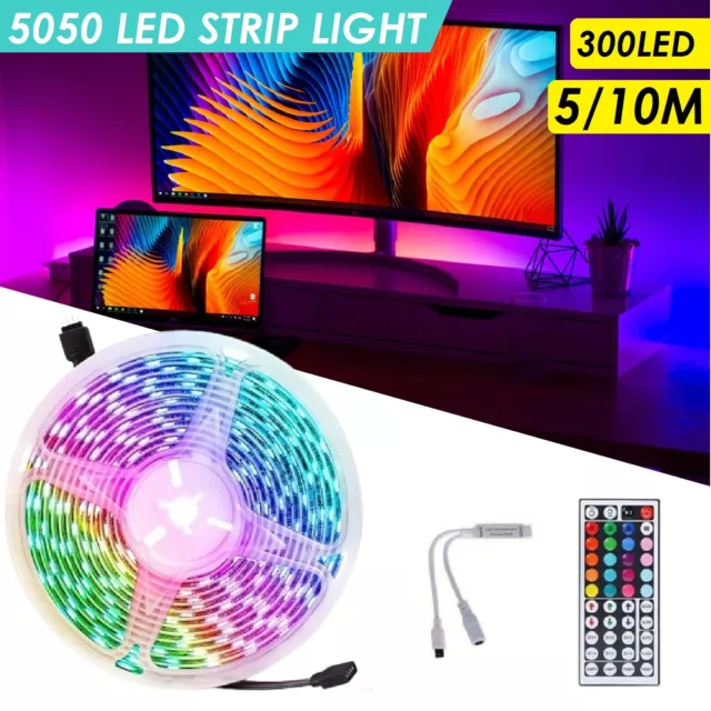 5M 10M LED Strip Lights Waterproof 5050 SMD RGB 300 LEDs Daylight TV Backlight