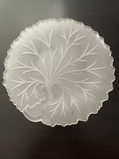 Frosted Indiana Glass Pebble Leaf Clear Tree of Life Crystal Luncheon Plates