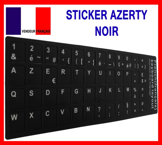 Autocollants Clavier AZERTY Français - Lot De 6 (3 Noirs + 3 Blancs)