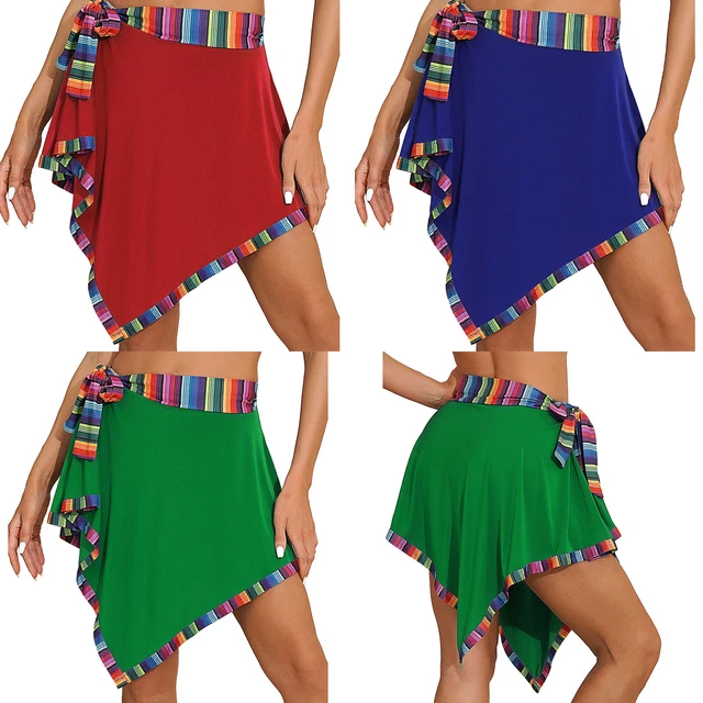 Women Girls Split Sheer Chiffon Ballet Skirt Over Scarf Dancewear with Waist Tie