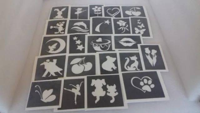 Girls mini small themed stencils for glitter tattoos / airbrush (mixed)