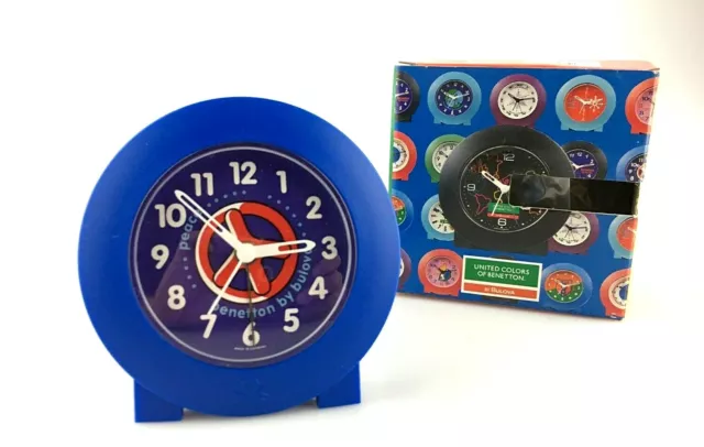 Orologio Sveglia da Tavolo Analogico Benetton By Bulova Plastica Vintage 90' S