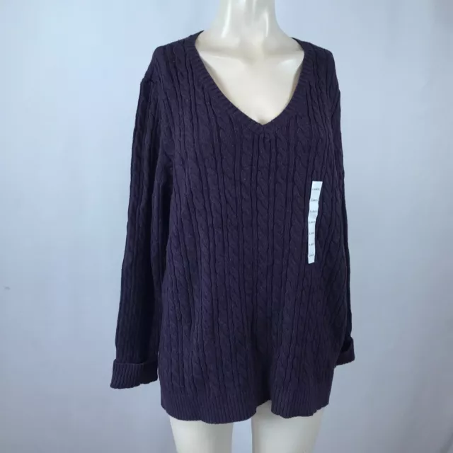 Croft & Barrow- Women's Large- Purple V Neck Pullover Sweater- NWT